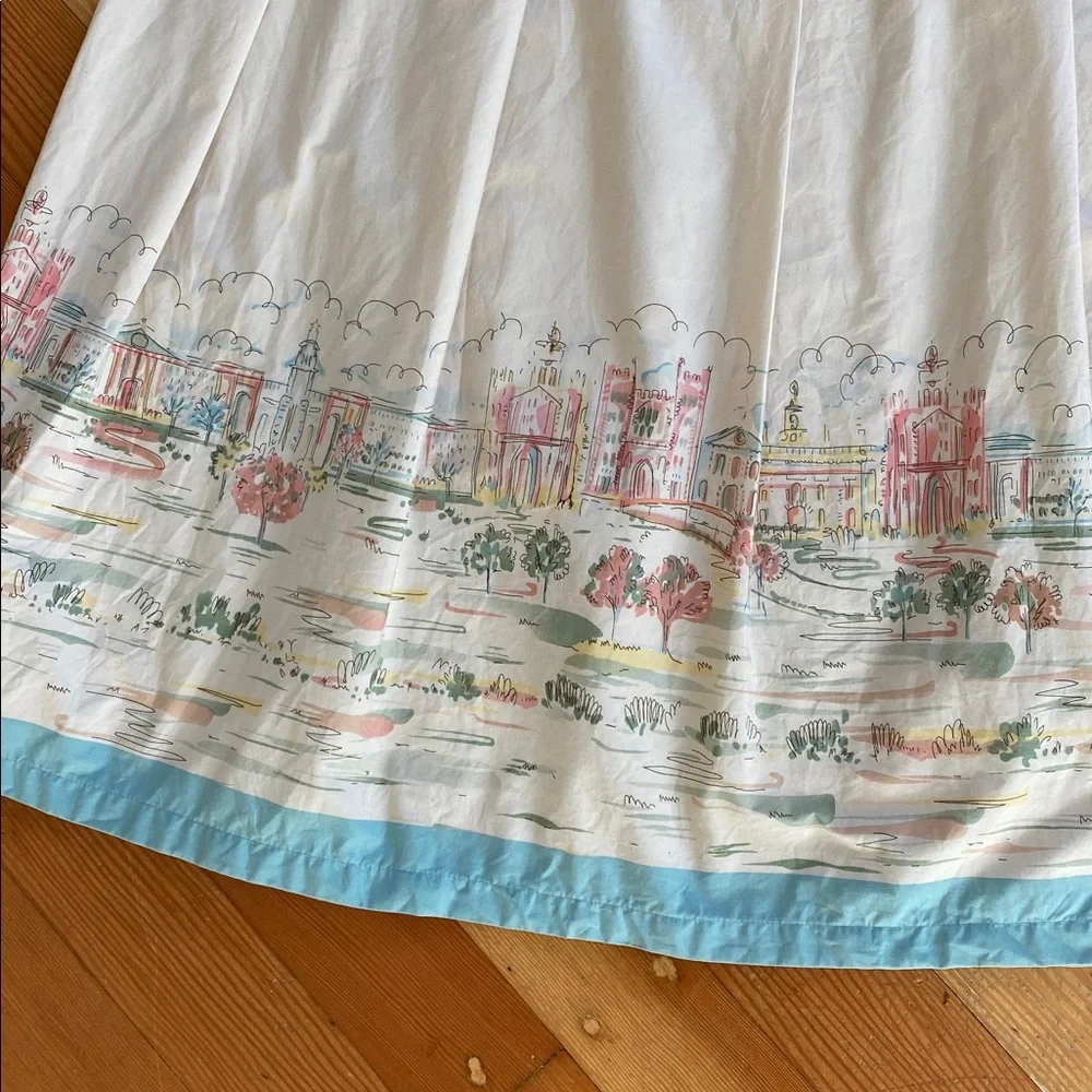 Pendleton Cream and Blue Scenic Pleated A-Line Midi Skirt 10 - Picture 2 of 5